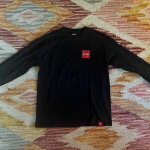 Chocolate Black Long Sleeve Tee with Red Accents